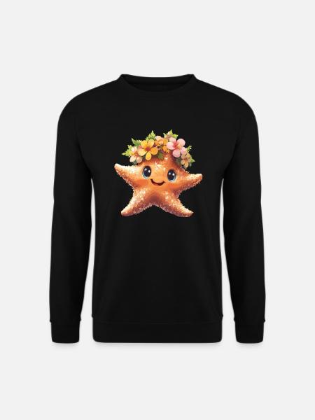 Seestern mit Blütenkrone - Unisex Pullover - Schwarz