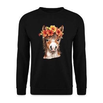 Frange à l’hibiscus - Sweat-shirt Unisexe - noir - Devant - Alina (178cm) & Michal (187cm)