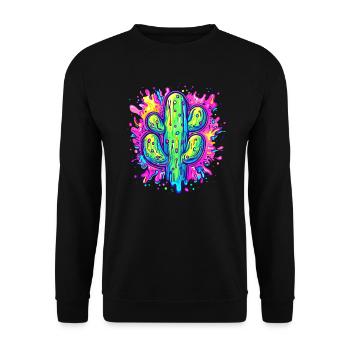 Colorful Cactus Art - Unisex Sweatshirt - black - Front - Alina (178cm) & Michal (187cm)