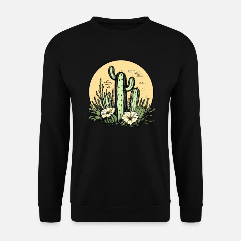Cactus avec lune fleurie - Sweat-shirt Unisexe - noir