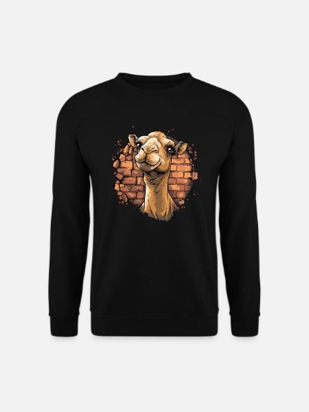 Kamel vor Backsteinmauer - Unisex Pullover - Schwarz