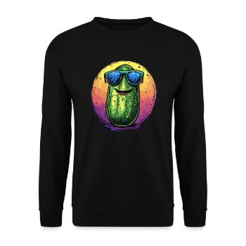 Coole Gurke mit Sonnenbrille - Unisex Pullover - Schwarz - Vorne - Alina (178cm) & Michal (187cm)