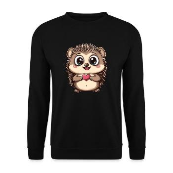 Igel mit Herz - Unisex Pullover - Schwarz - Vorne - Alina (178cm) & Michal (187cm)