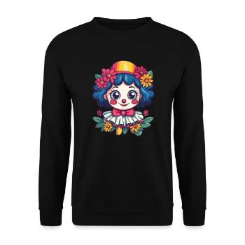 Fille clown avec des fleurs - Sweat-shirt Unisexe - noir - Devant - Alina (178cm) & Michal (187cm)