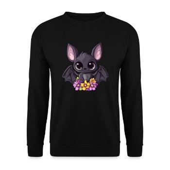 Chauve-souris avec des fleurs - Sweat-shirt Unisexe - noir - Devant - Alina (178cm) & Michal (187cm)