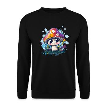 Magischer Pilz im Zauberwald - Unisex Pullover - Schwarz - Vorne - Alina (178cm) & Michal (187cm)