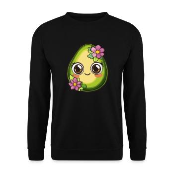 Sweet avocado with flowers - Unisex Sweatshirt - black - Front - Alina (178cm) & Michal (187cm)