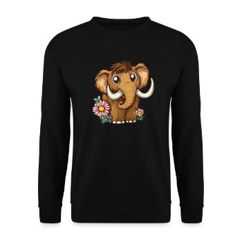 Mammouth fleur avec des yeux en bouton - Sweat-shirt Unisexe - noir - Devant - Alina (178cm) & Michal (187cm)