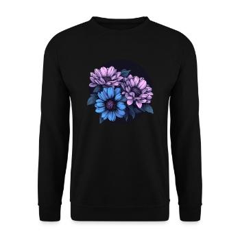 Blumenpracht in der Nacht - Unisex Pullover - Schwarz - Vorne - Alina (178cm) & Michal (187cm)
