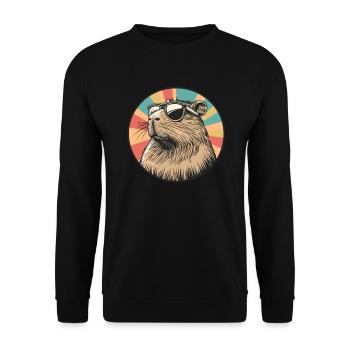 Retro Capybara Coolness - Unisex Pullover - Schwarz - Vorne - Alina (178cm) & Michal (187cm)