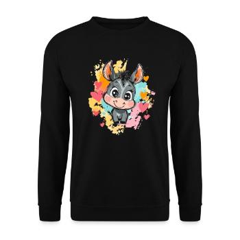 Lustiger Esel mit Herzen - Unisex Pullover - Schwarz - Vorne - Alina (178cm) & Michal (187cm)