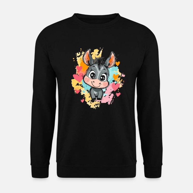 Lustiger Esel mit Herzen - Unisex Pullover - Schwarz