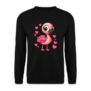 Flamingo with Hearts - Unisex Sweatshirt - black - Front - Alina (178cm) & Michal (187cm)