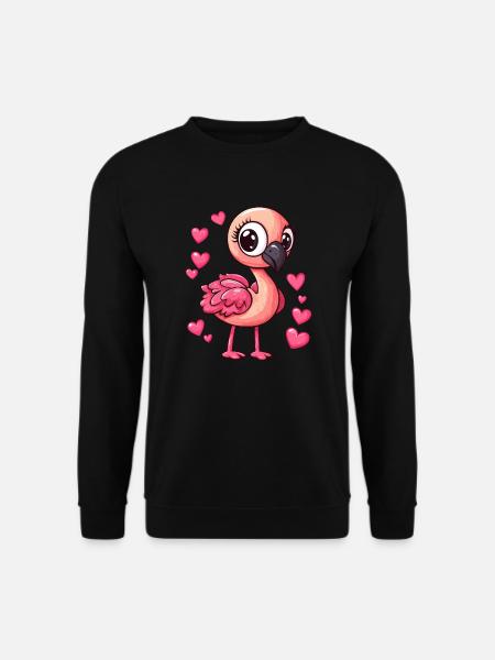 Flamingo mit Herzchen - Unisex Pullover - Schwarz