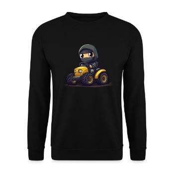 Ninja auf Traktor - Unisex Pullover - Schwarz - Vorne - Alina (178cm) & Michal (187cm)
