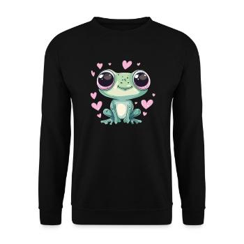 Frog with heart eyes - Unisex Sweatshirt - black - Front - Alina (178cm) & Michal (187cm)