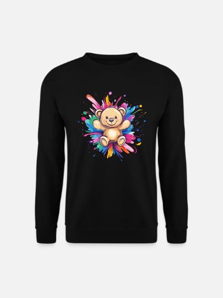 Teddybär Farbexplosion - Unisex Pullover - Schwarz