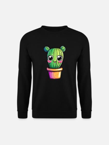 Kaktus mit buntem Topf - Unisex Pullover - Schwarz