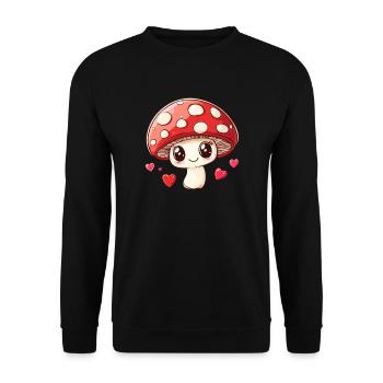 Lucky guy with heart eyes - Unisex Sweatshirt - black - Front - Alina (178cm) & Michal (187cm)