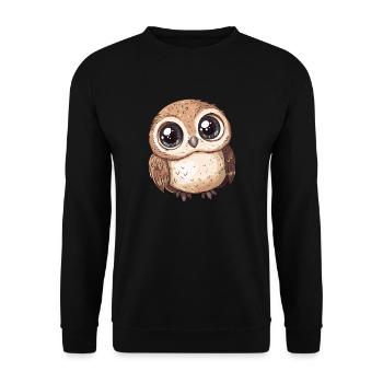 Süße große Eule - Unisex Pullover - Schwarz - Vorne - Alina (178cm) & Michal (187cm)