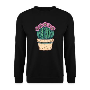 Flowering pot cactus - Unisex Sweatshirt - black - Front - Alina (178cm) & Michal (187cm)