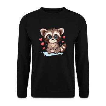 raton laveur avec des cœurs - Sweat-shirt Unisexe - noir - Devant - Alina (178cm) & Michal (187cm)