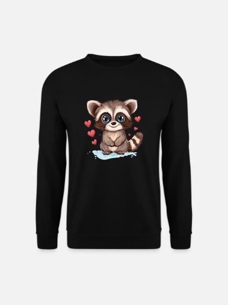 Waschbär mit Herzchen - Unisex Pullover - Schwarz
