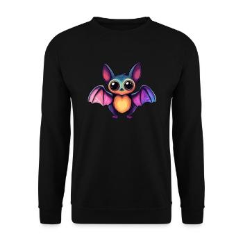 Colorful bat with big eyes - Unisex Sweatshirt - black - Front - Alina (178cm) & Michal (187cm)