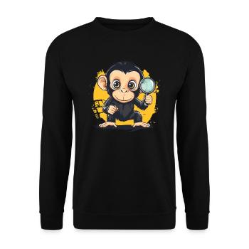 Funny Monkey Detective - Unisex Sweatshirt - black - Front - Alina (178cm) & Michal (187cm)