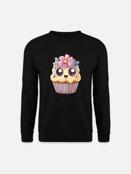 Cupcake mit Blumenkranz - Unisex Pullover - Schwarz