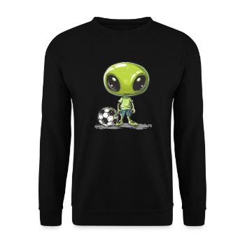 Soccer Alien Buddy - Unisex Sweatshirt - black - Front - Alina (178cm) & Michal (187cm)