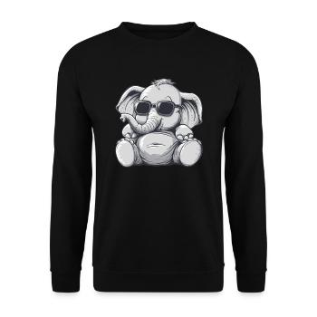 Cooler Elefant mit Sonnenbrille - Unisex Pullover - Schwarz - Vorne - Alina (178cm) & Michal (187cm)