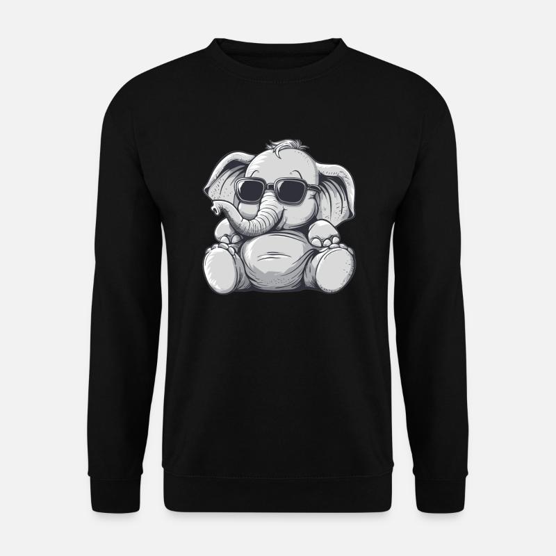 Cooler Elefant mit Sonnenbrille - Unisex Pullover - Schwarz