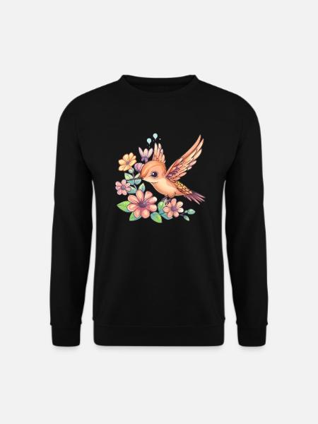 Kolibri mellem blomster - Unisex sweater - sort