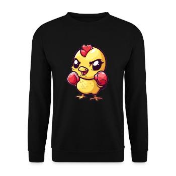 Süßes Boxendes Küken - Unisex Pullover - Schwarz - Vorne - Alina (178cm) & Michal (187cm)