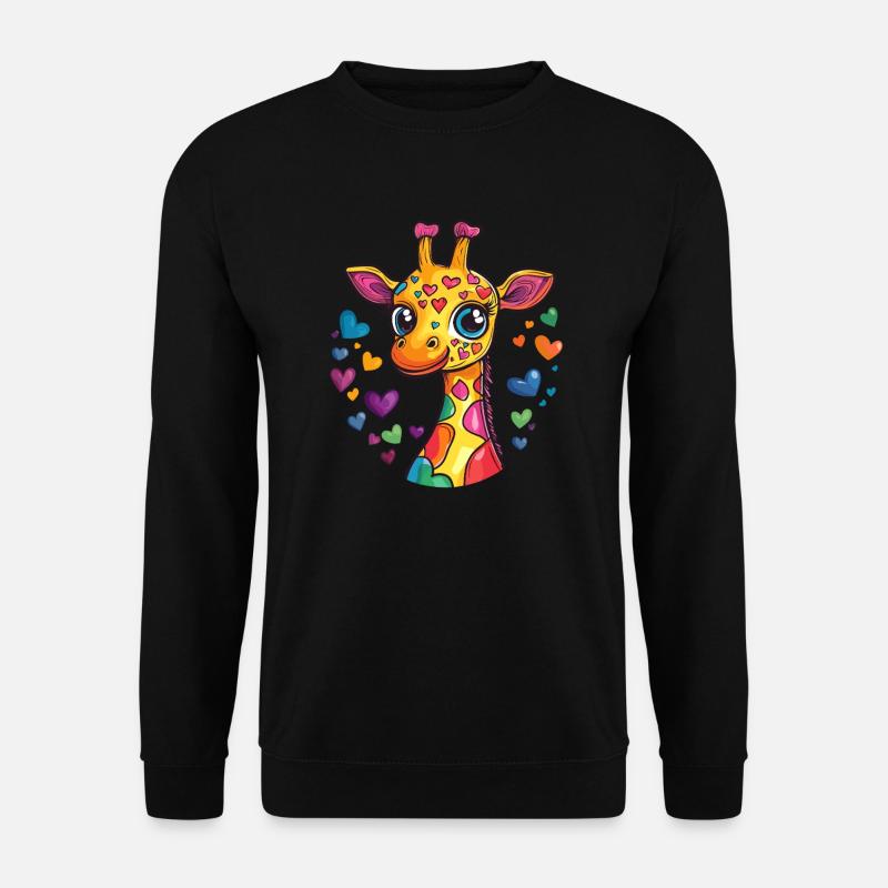 Herzige Regenbogen-Giraffe - Unisex Pullover - Schwarz