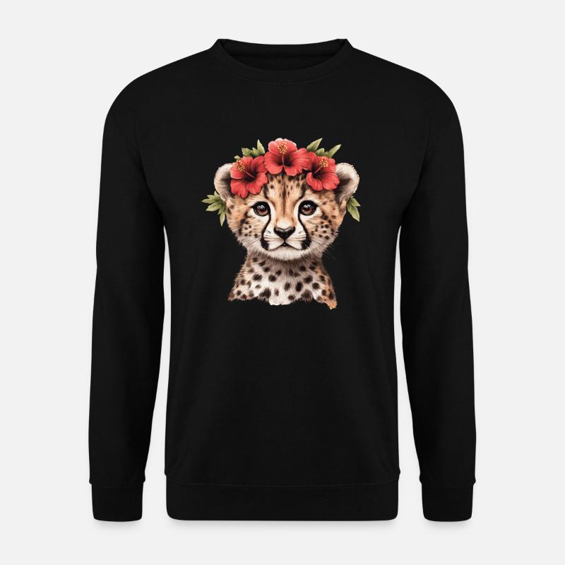 Guépard à l’hibiscus - Sweat-shirt Unisexe - noir