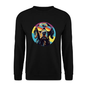 Chien cool avec des lunettes de soleil - Sweat-shirt Unisexe - noir - Devant - Alina (178cm) & Michal (187cm)