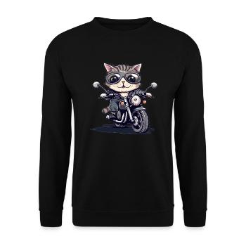 Motorcycle cat with style - Unisex Sweatshirt - black - Front - Alina (178cm) & Michal (187cm)
