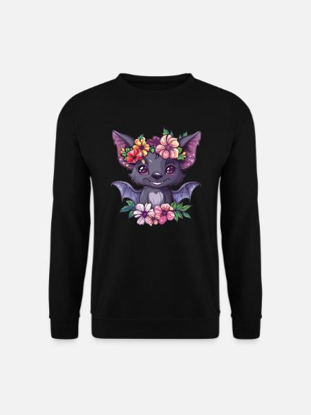 Flower Bat with Smile - Unisex Sweatshirt - black