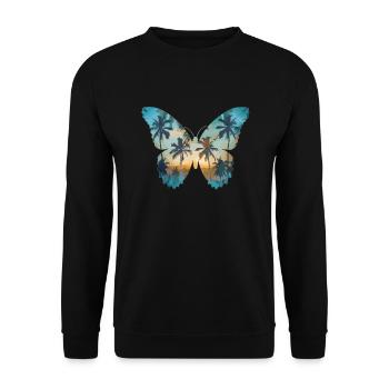 Papillon Palmier Aile - Sweat-shirt Unisexe - noir - Devant - Alina (178cm) & Michal (187cm)