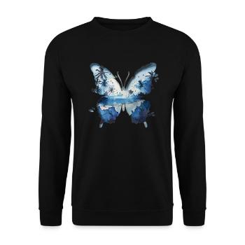 Papillons tropicaux dans la mer - Sweat-shirt Unisexe - noir - Devant - Alina (178cm) & Michal (187cm)