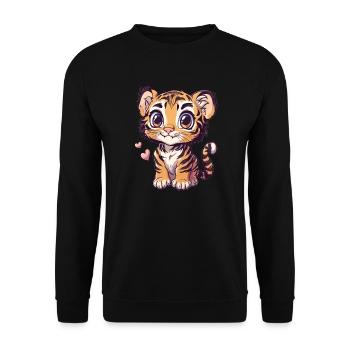 Tiger baby with hearts - Unisex Sweatshirt - black - Front - Alina (178cm) & Michal (187cm)