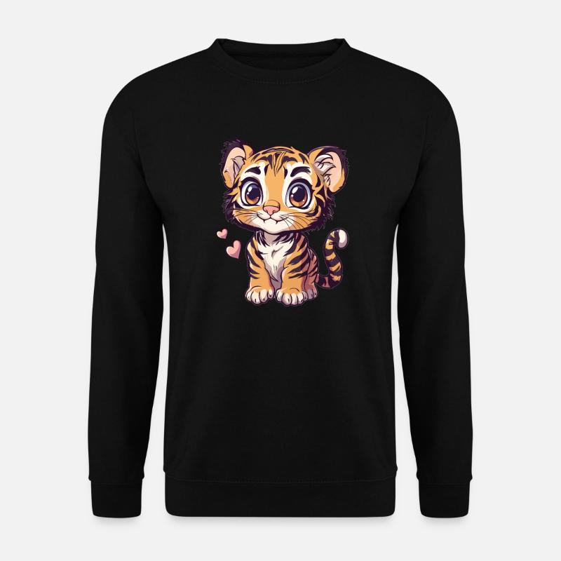 Bébé tigre avec des coeurs - Sweat-shirt Unisexe - noir