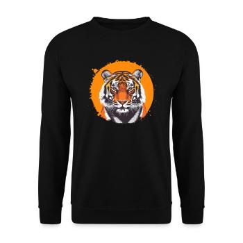 Tiger with a solar circle - Unisex Sweatshirt - black - Front - Alina (178cm) & Michal (187cm)