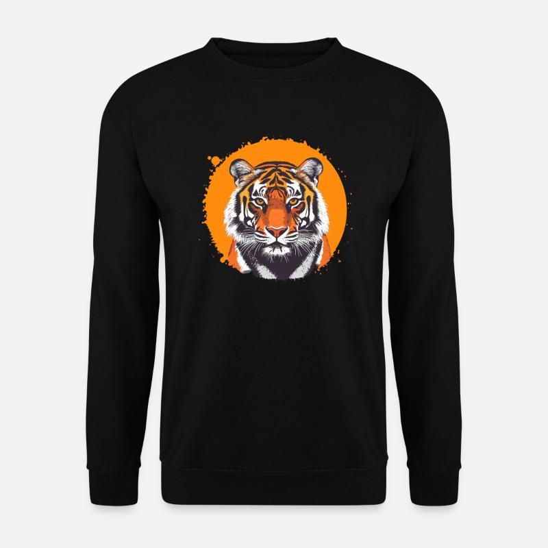 Tiger mit Sonnenkreis - Unisex Pullover - Schwarz