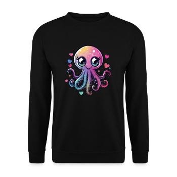 Pieuvre scintillante avec des coeurs - Sweat-shirt Unisexe - noir - Devant - Alina (178cm) & Michal (187cm)
