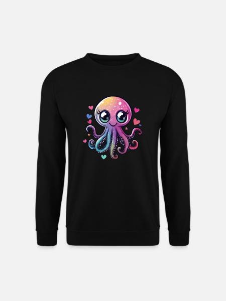 Glitzerkrake mit Herzchen - Unisex Pullover - Schwarz