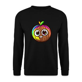 Happy Coconut with Rainbow - Unisex Sweatshirt - black - Front - Alina (178cm) & Michal (187cm)