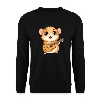 Hamster mit Gitarre - Unisex Pullover - Schwarz - Vorne - Alina (178cm) & Michal (187cm)
